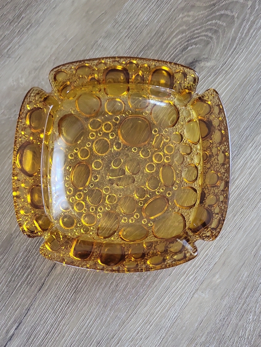 Vintage Mid-Century Amber Glass Ashtray / Catchall